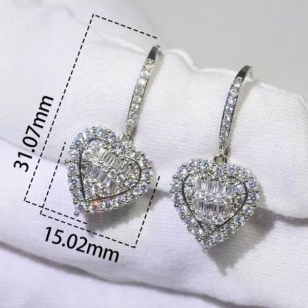 The Heart of Bling 925 Silver Drop Earrings w White Sapphire - Thumbnail 3