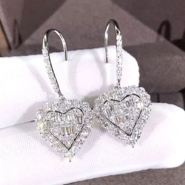 The Heart of Bling 925 Silver Drop Earrings w White Sapphire - Thumbnail 5