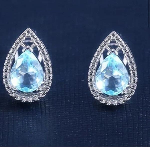 The Don’t Cry For Me Tear Drop estate inspired zirconium/topaz earrings - Thumbnail 4
