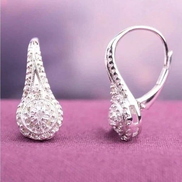 The Aria Drop Earrings in 925 silver and cubic zirconia - Thumbnail 2