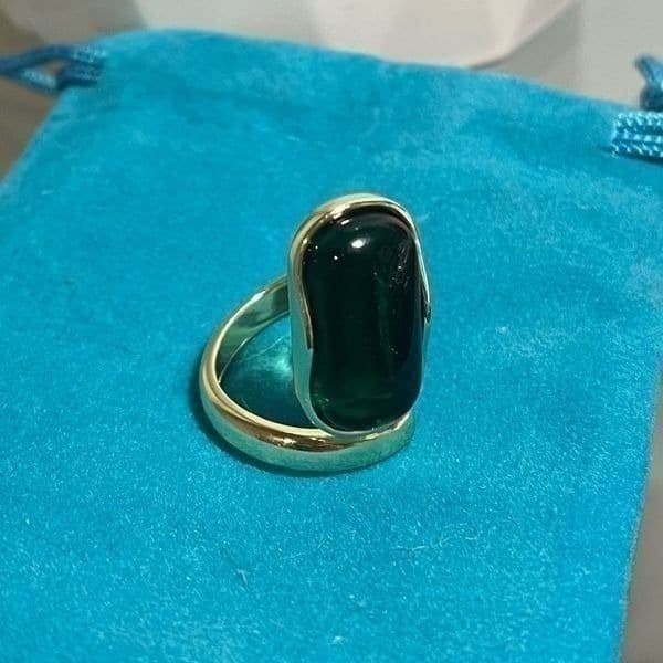The Emerald Queen Ring in yellow gold plated 925 silver adjustable - Thumbnail 6