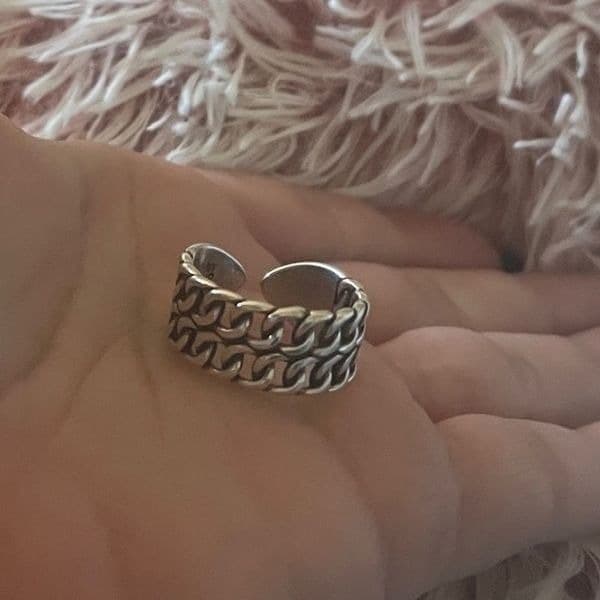 CThe Double Link Punk Ring in antiqued 925 silver. - Thumbnail 7
