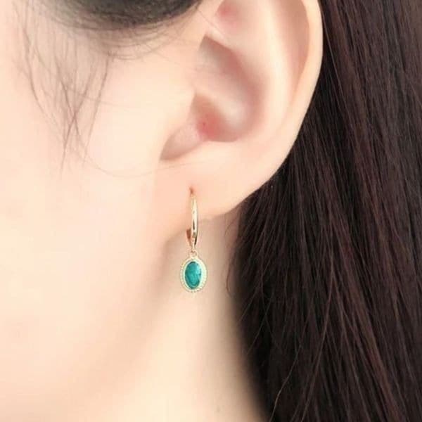 The Dainty Green Earring in 18k gold plating over 925 - Thumbnail 5