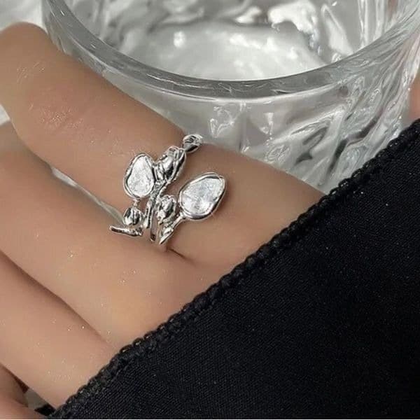 The Sparkling Tulip Bling Open Ring in 925 silver - Thumbnail 4