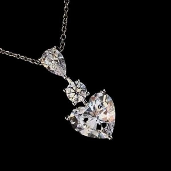 The 2 ct Heart Cut Pendant 14K White Gold Finish in 925 - Image 1