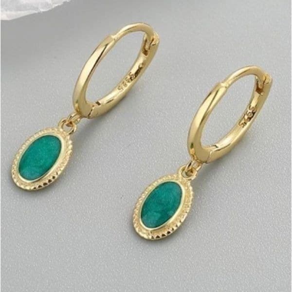 The Dainty Green Earring in 18k gold plating over 925 - Thumbnail 7