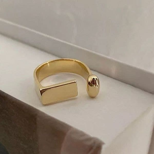 The Geo Gold adjustable Ring in yellow gold plated 925 silver - Thumbnail 4