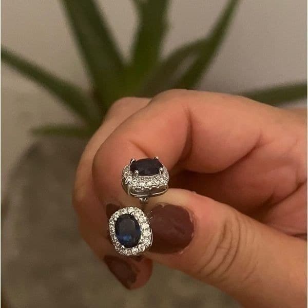 The Inheritance Sapphire Earrings in 925 and Cubic Zirconia - Thumbnail 8