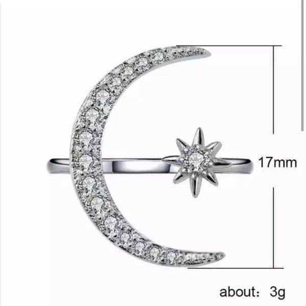 The On trend Moon & Stars Sterling Silver adjustable ring 18k rose gold plated - Thumbnail 4