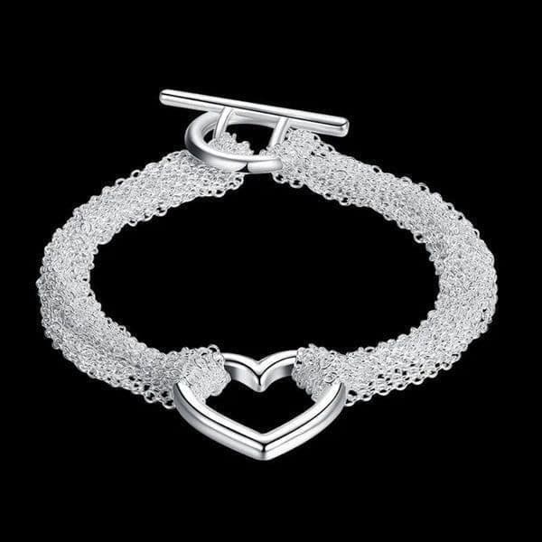 The Mesh Chain Heart Toggle Bracelet 925 - Thumbnail 5
