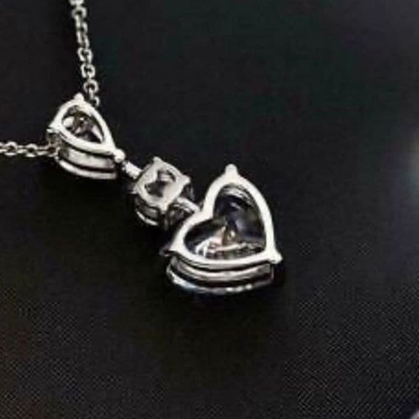 The 2 ct Heart Cut Pendant 14K White Gold Finish in 925 - Thumbnail 4