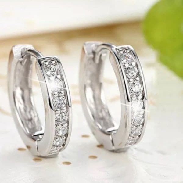 The Mini Sparkle Hoop earrings in 925 and cubic zirconia - Thumbnail 4