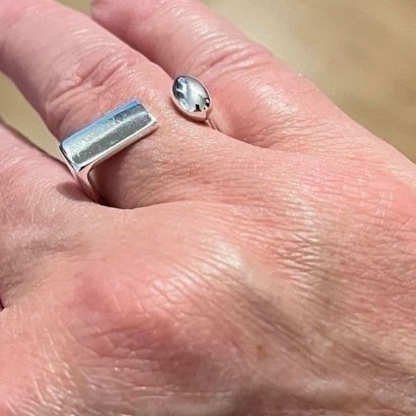 The Geo Silver adjustable Ring in 925 silver - Thumbnail 5