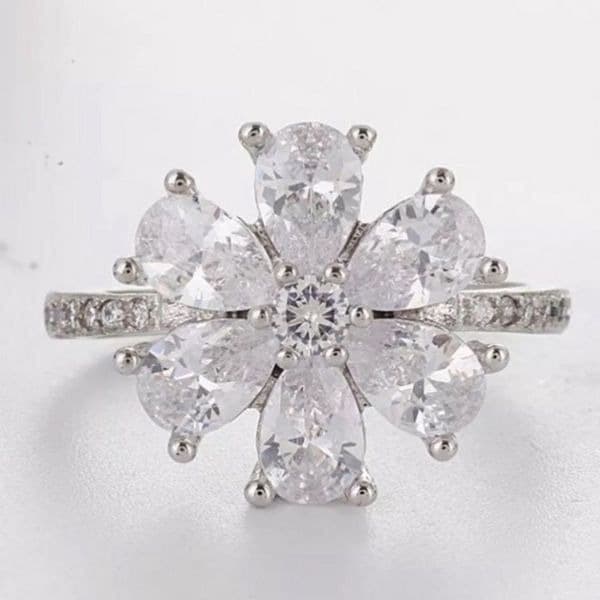 The Floral Mystique silver and white sapphire ring sz 9 - Thumbnail 11