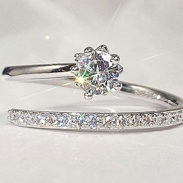 The Shooting Star Bypass Ring adjustable cubic zirconia 925 silver - Thumbnail 4
