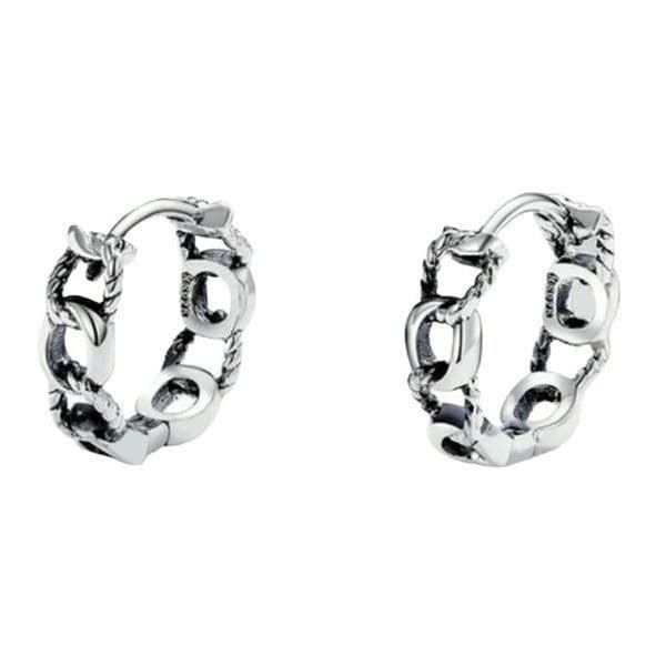 The Mini Chain Hoop dainty 925 silver huggie, hoop earrings. - Thumbnail 2
