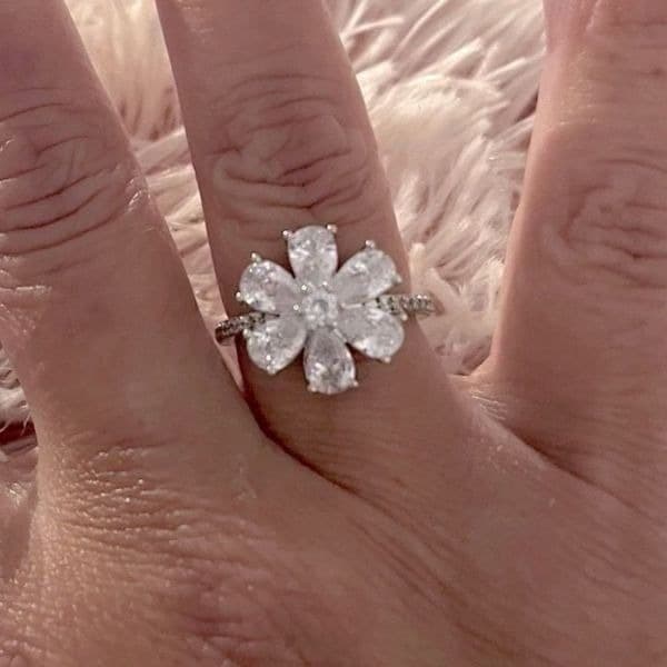 The Floral Mystique silver and white sapphire ring sz 9 - Thumbnail 9