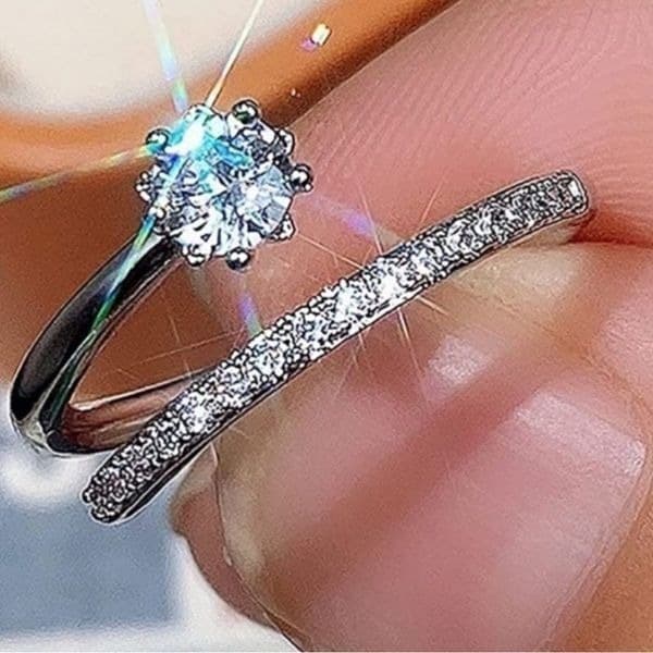 The Shooting Star Bypass Ring adjustable cubic zirconia 925 silver - Thumbnail 7