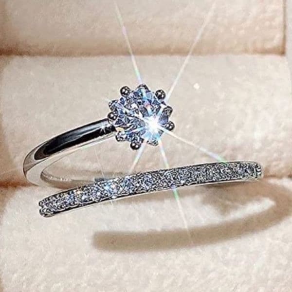 The Shooting Star Bypass Ring adjustable cubic zirconia 925 silver - Image 1