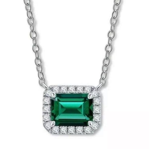 The Primavera 925 silver 18” Emerald green pendant necklace - Image 1