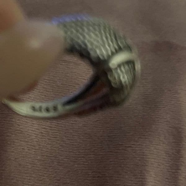 The Blue Eyed Owl Ring in antiqued 925 silver - Thumbnail 4