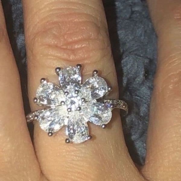 The Floral Mystique silver and white sapphire ring sz 9 - Thumbnail 7
