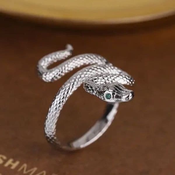 The Green Eyed Serpent Ring in 925 silver - Thumbnail 8