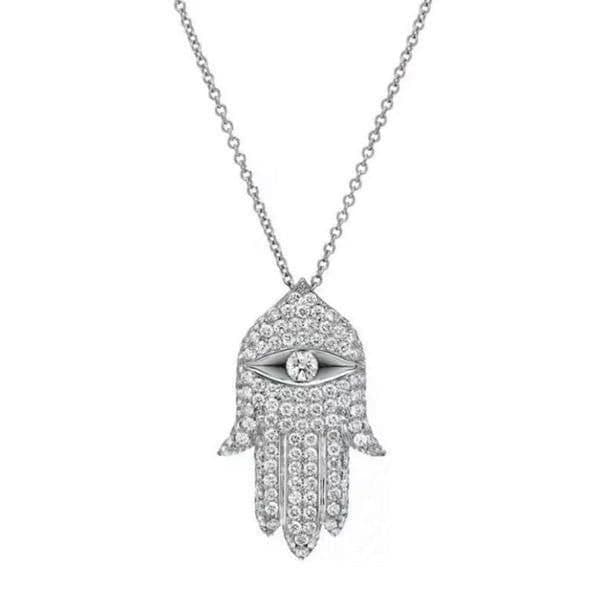 The Bling Hand White Sapphire & 925 Silver Hamsa necklace - Image 1