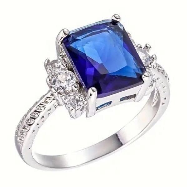 The Debutant In Blue cocktail ring in silver sz 9 - Image 1