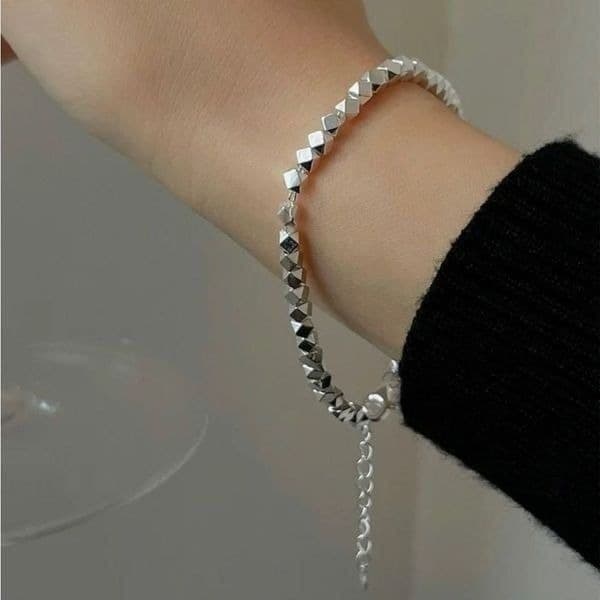 The Geo Tennis Bracelet in Tibetan Silver 925 - Image 1