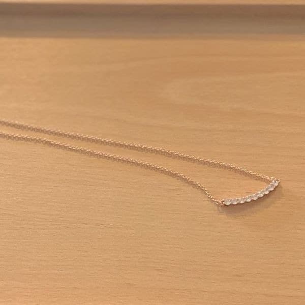 The Sweetest Rose Gold Plated white Sapphire Bar necklace - Thumbnail 5