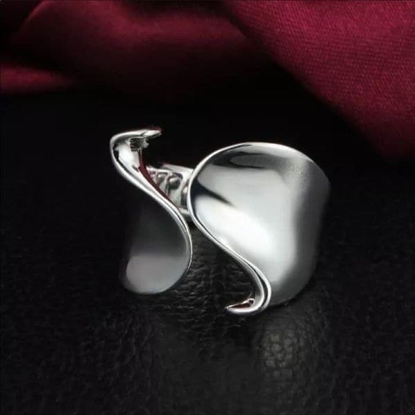 The Cut adjustable 925 modern statement ring - Thumbnail 2