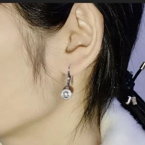 The Dazzling Dish 925 Silver White Sapphire Drop earrings - Thumbnail 3