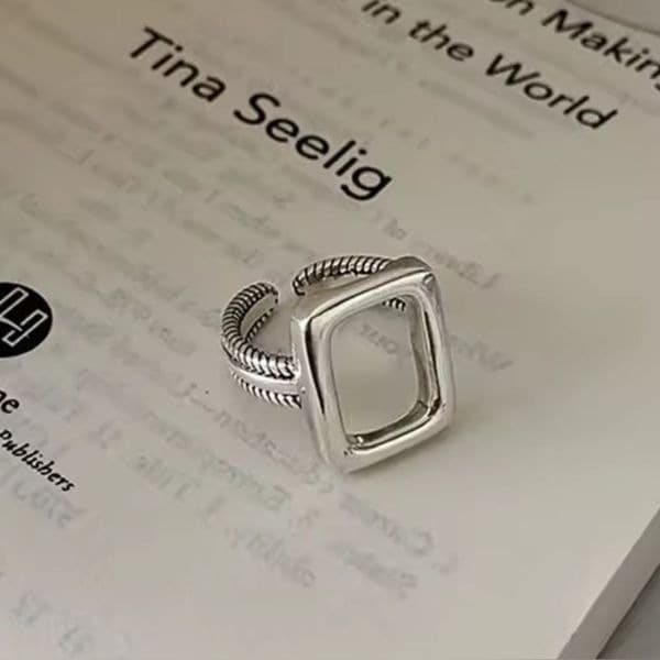 The big rectangle ring in 925 silver - Thumbnail 10