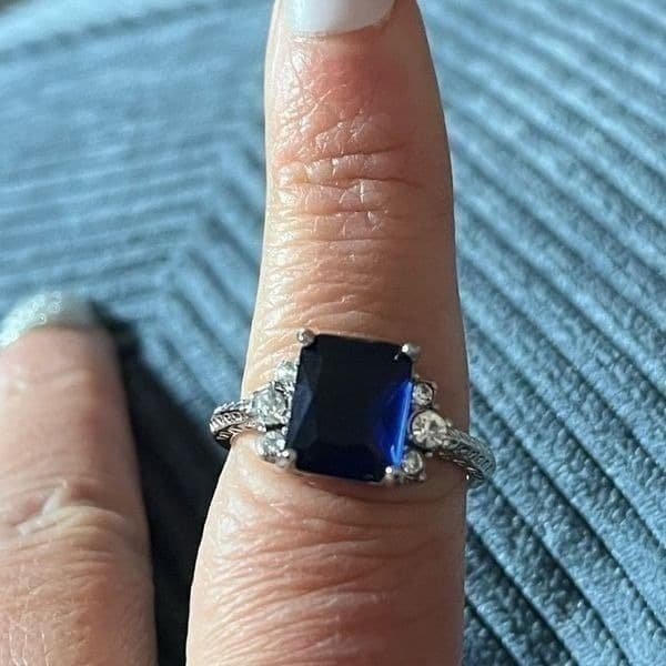 The Debutant In Blue cocktail ring in silver sz 9 - Thumbnail 8