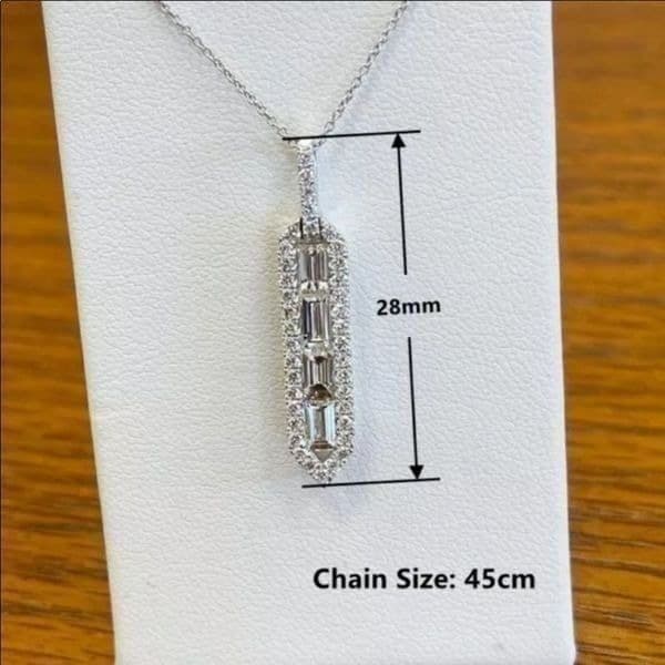 The Empire Estate inspired 925 White Sapphire Pendant necklace - Thumbnail 7