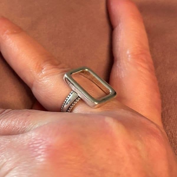 The big rectangle ring in 925 silver - Thumbnail 9