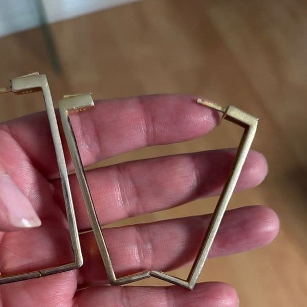 Statement yellow gold plated vintage rectangular earrings in 925 silver - Thumbnail 6