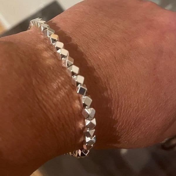 The Geo Tennis Bracelet in Tibetan Silver 925 - Thumbnail 5