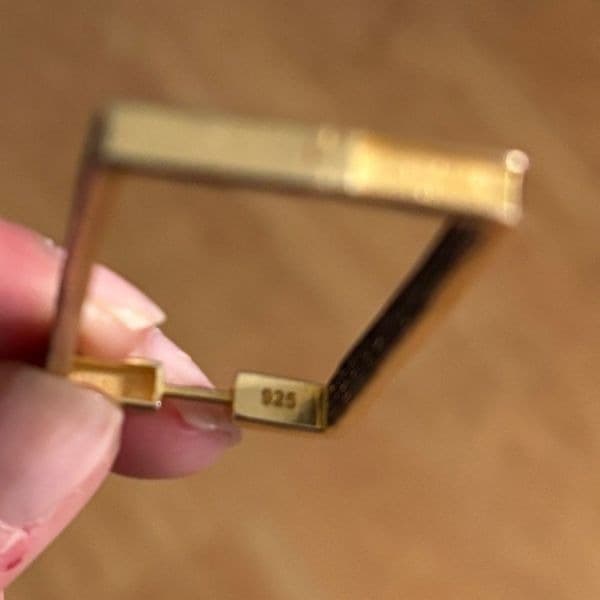 Statement yellow gold plated vintage rectangular earrings in 925 silver - Thumbnail 5