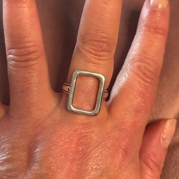 The big rectangle ring in 925 silver - Thumbnail 7
