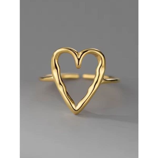 The Gold Wired Oversized heart ring in 925 silver and 14k plating - Image 1