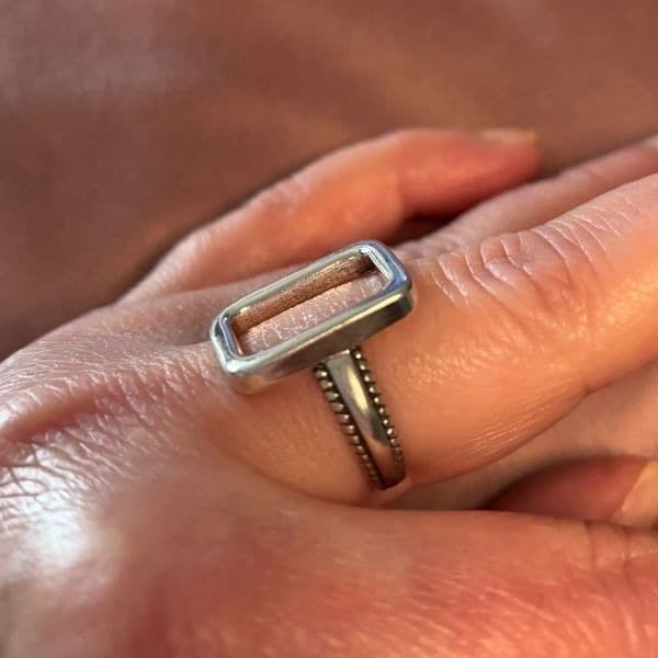 The big rectangle ring in 925 silver - Thumbnail 8