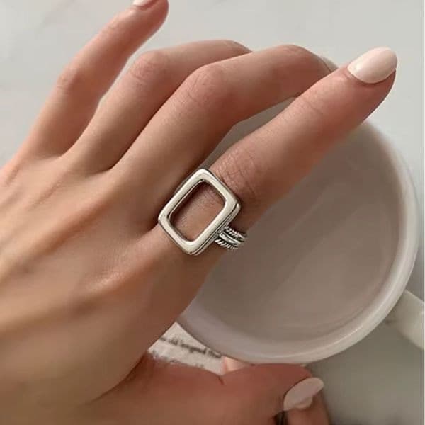 The big rectangle ring in 925 silver - Image 1