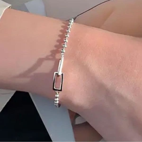 The Cuffing Season Squared Silver Bracelet stamped 925 - Image 1