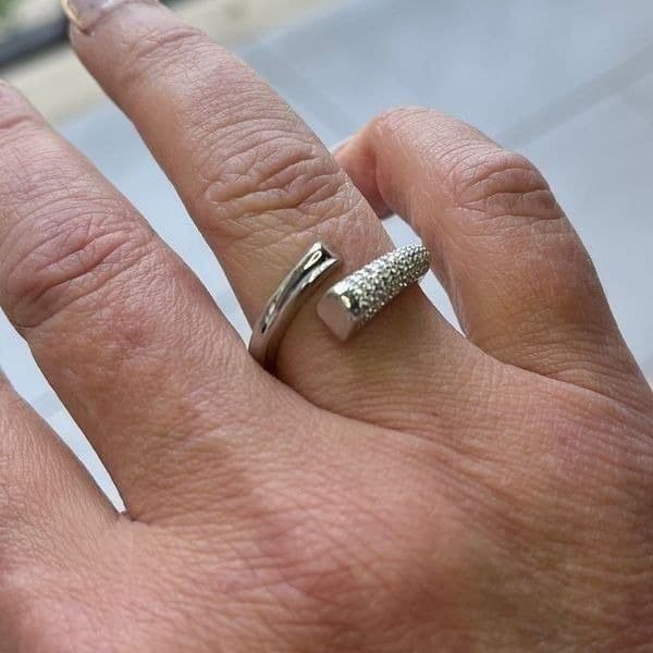 The Epic Bypass ring adjustable in 925 silver and cubic zirconia - Thumbnail 2