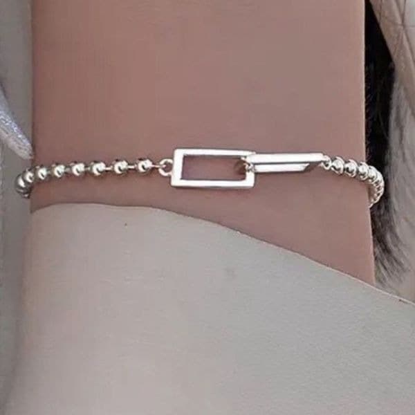 The Cuffing Season Squared Silver Bracelet stamped 925 - Thumbnail 6