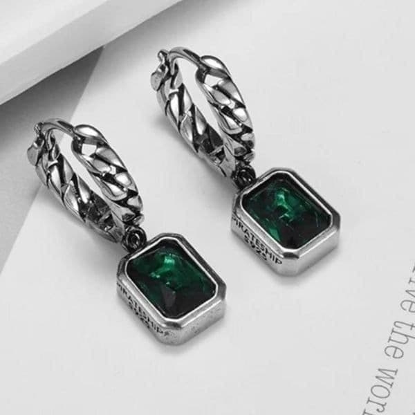The Emerald Punk Rock drop earrings in 925 silver - Thumbnail 8