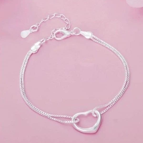 The Precious Heart double chain charm bracelet in 925 - Image 1