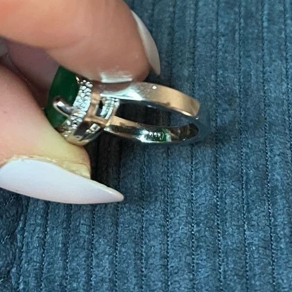The Tears of Green Cabochon statement ring silver size 6 - Thumbnail 3